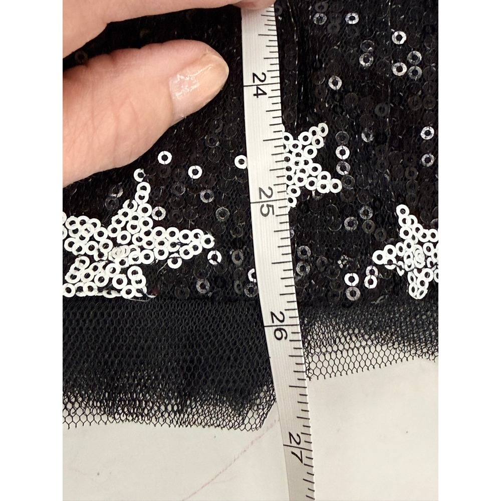 4th of July HARAJUKU MINI GWEN STEFANI BLACK WHITE SEQUIN STAR DRESS L 10-12 - Picture 11 of 13